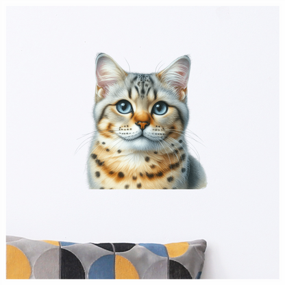 Brown Bengal Cat With Blue Eyes Vinyl Sticker Decal