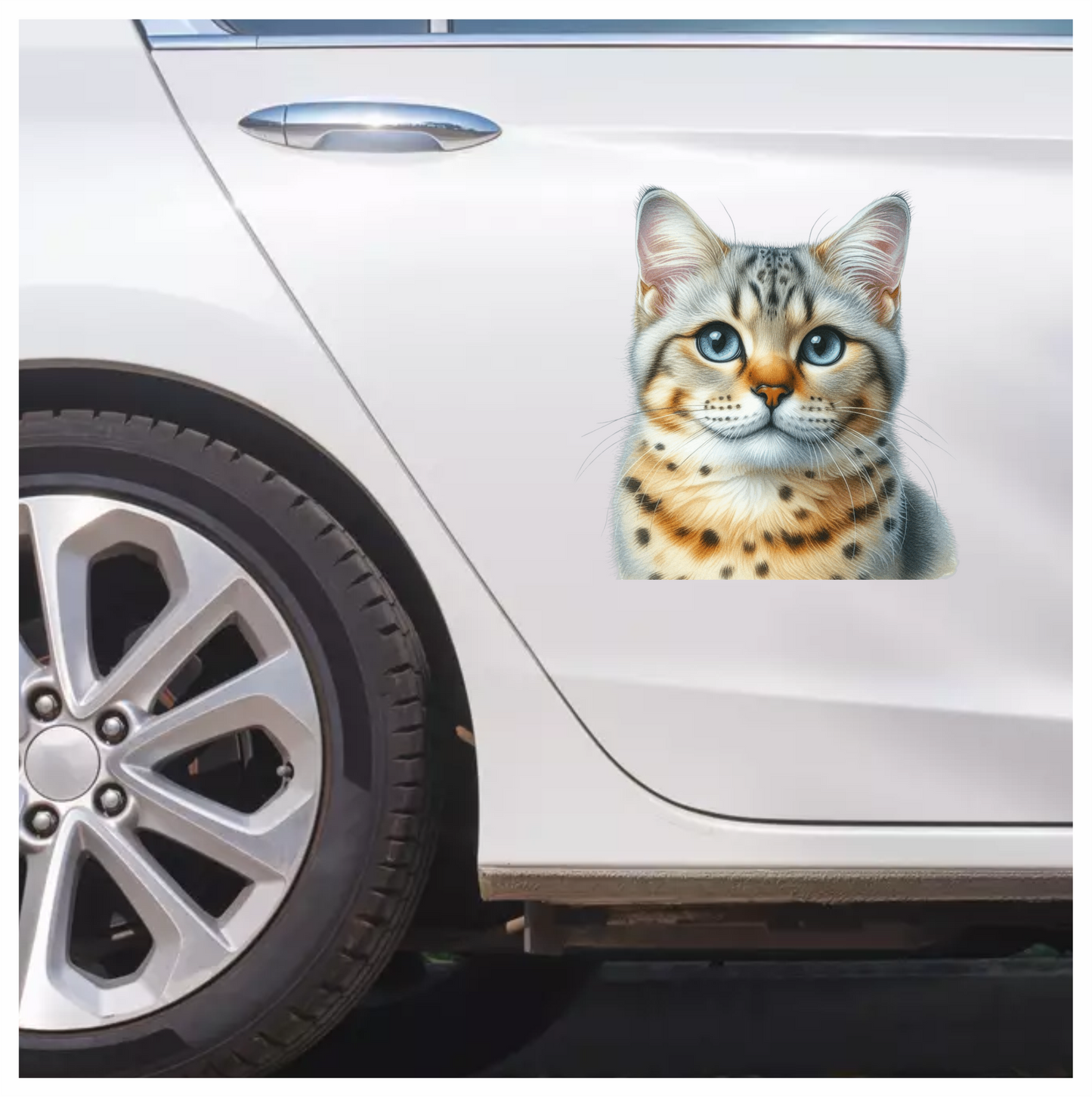 Brown Bengal Cat With Blue Eyes Vinyl Sticker Decal