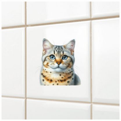 Brown Bengal Cat With Blue Eyes Vinyl Sticker Decal