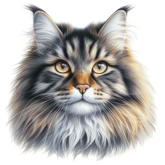 Brown Maine Coon Cat With Yellow Eyes Vinyl Sticker Decal