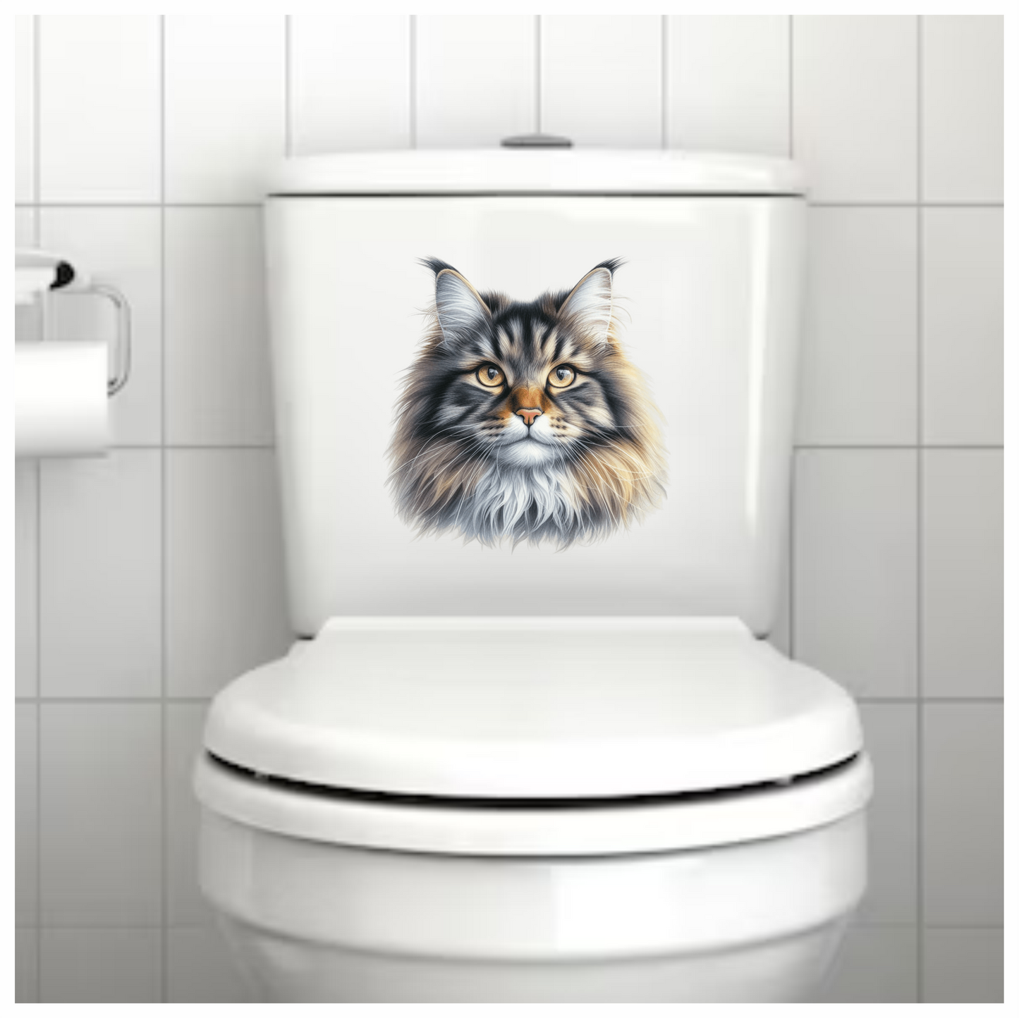 Brown Maine Coon Cat With Yellow Eyes Vinyl Sticker Decal