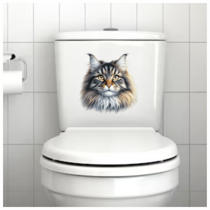Brown Maine Coon Cat With Yellow Eyes Vinyl Sticker Decal