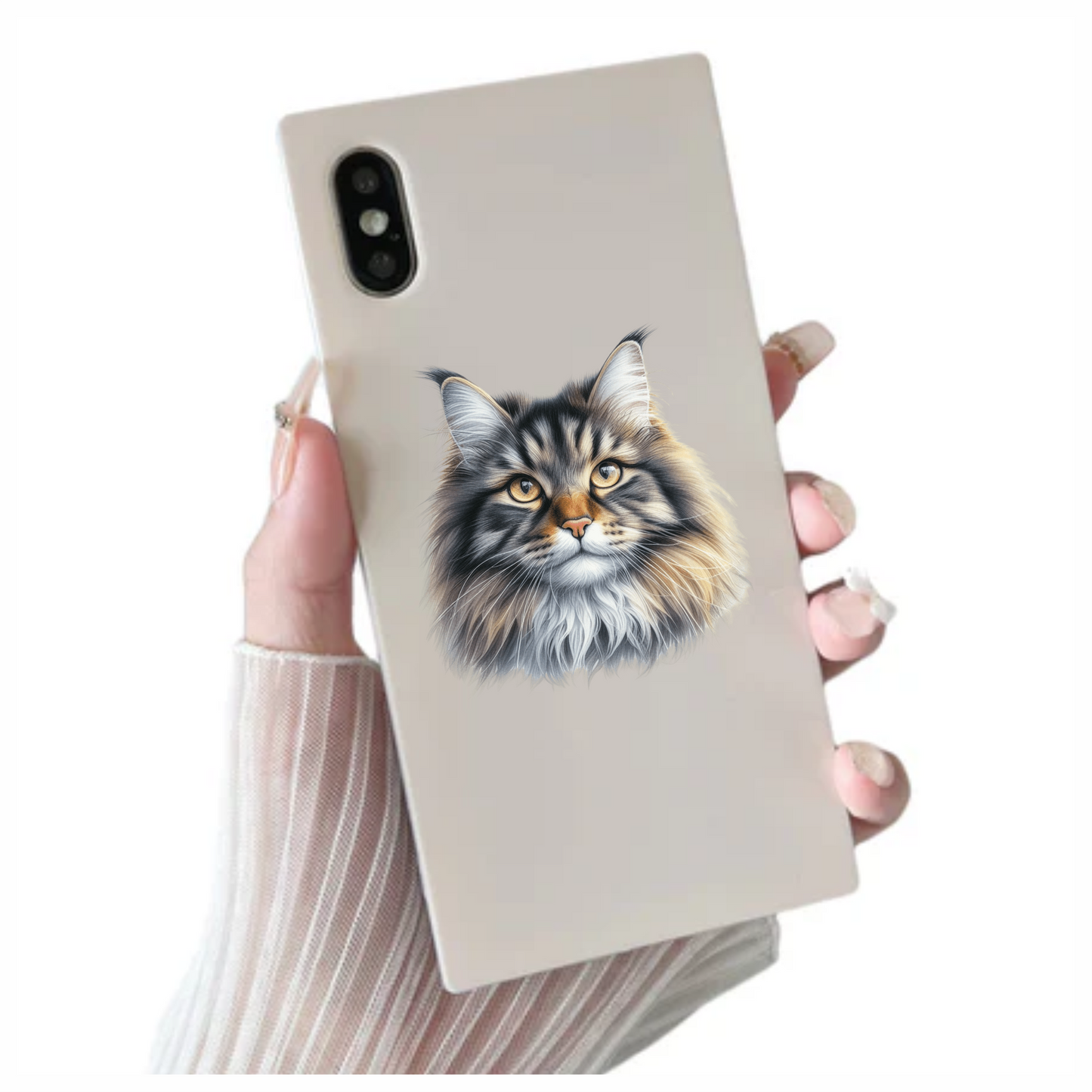 Brown Maine Coon Cat With Yellow Eyes Vinyl Sticker Decal
