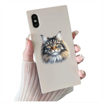 Brown Maine Coon Cat With Yellow Eyes Vinyl Sticker Decal