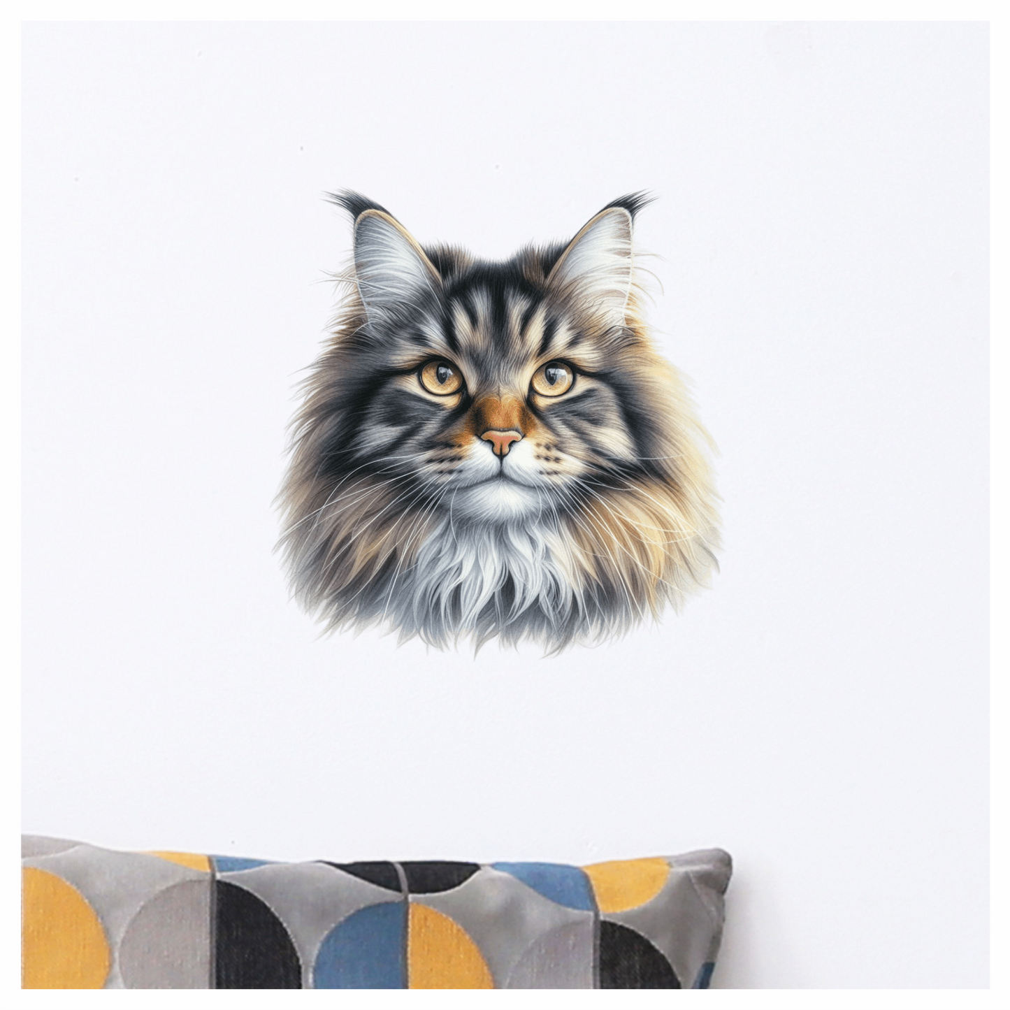 Brown Maine Coon Cat With Yellow Eyes Vinyl Sticker Decal
