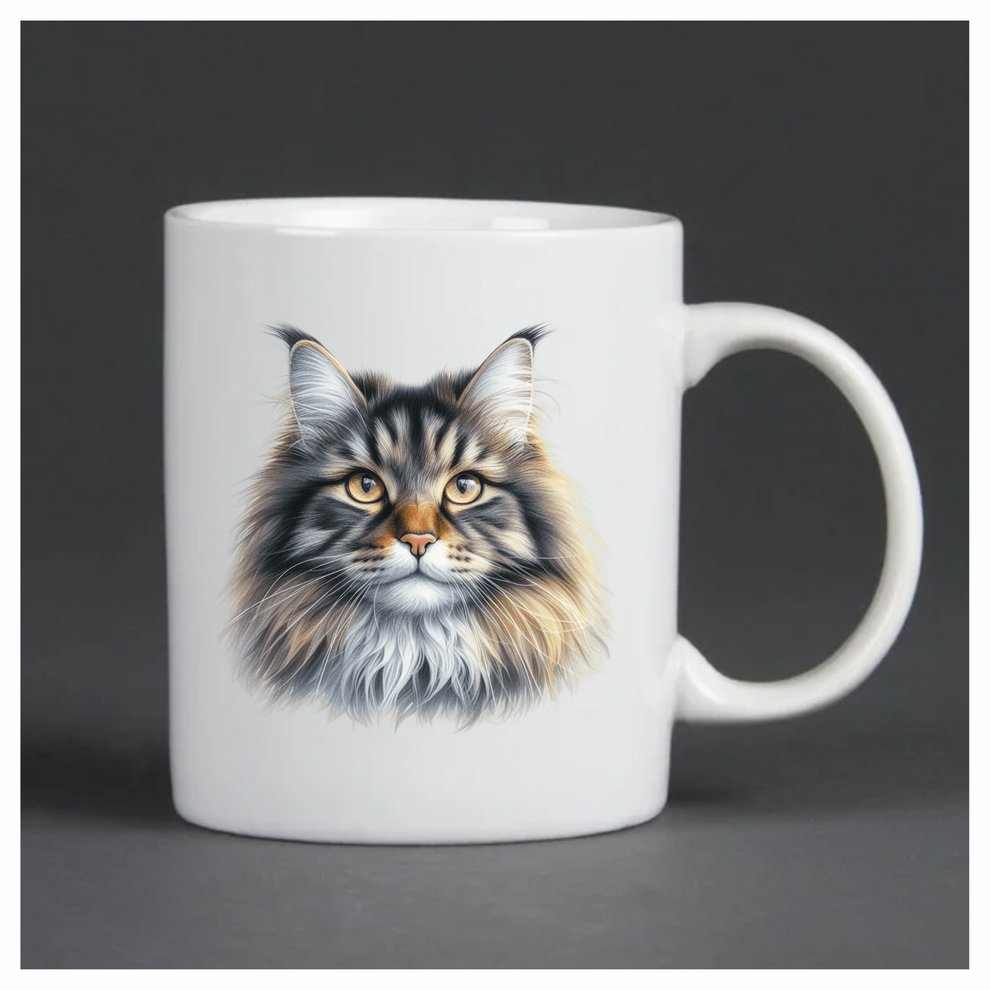 Brown Maine Coon Cat With Yellow Eyes Vinyl Sticker Decal