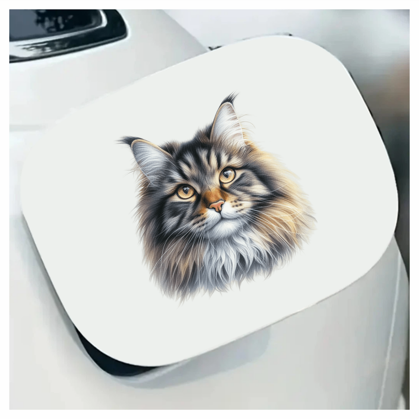 Brown Maine Coon Cat With Yellow Eyes Vinyl Sticker Decal