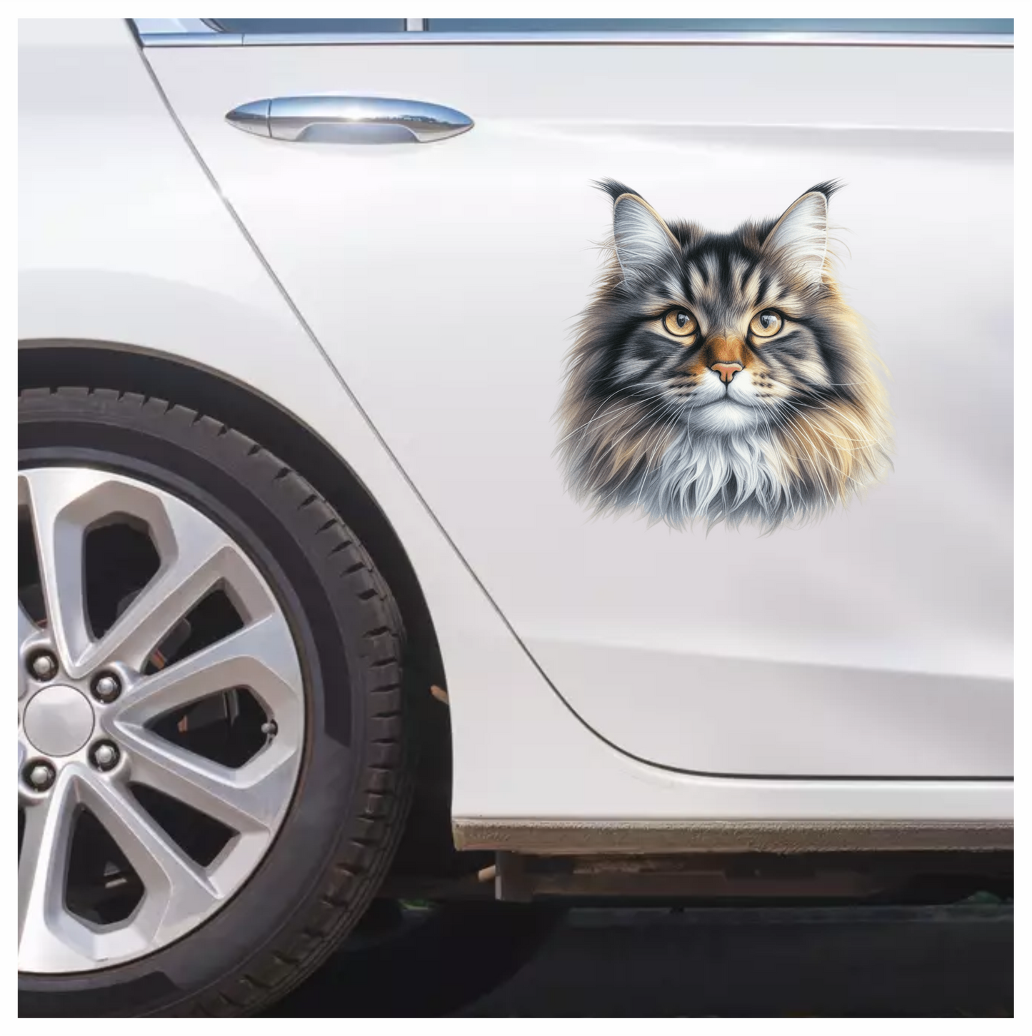 Brown Maine Coon Cat With Yellow Eyes Vinyl Sticker Decal
