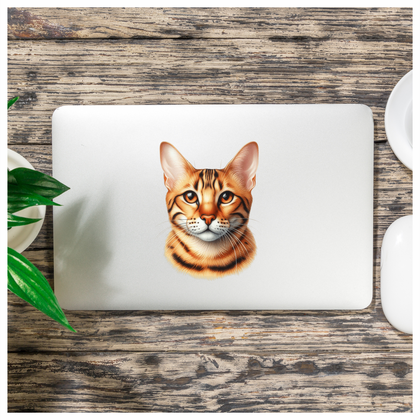 Orange Bengal Cat With Brown Eyes Vinyl Sticker Decal