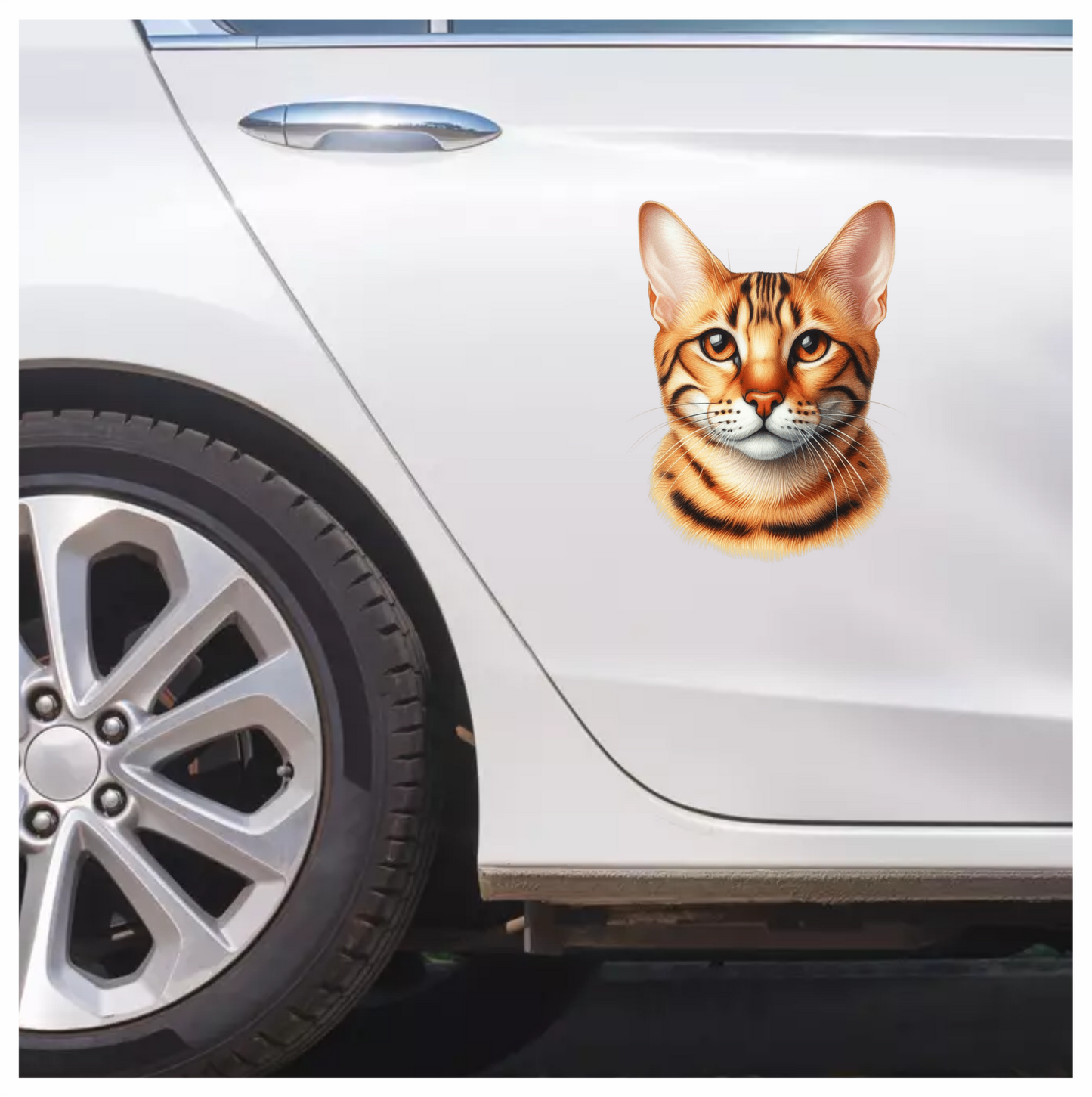 Orange Bengal Cat With Brown Eyes Vinyl Sticker Decal