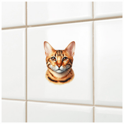 Orange Bengal Cat With Brown Eyes Vinyl Sticker Decal