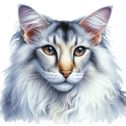 White Maine Coon Cat With Yellow Eyes Vinyl Sticker Decal