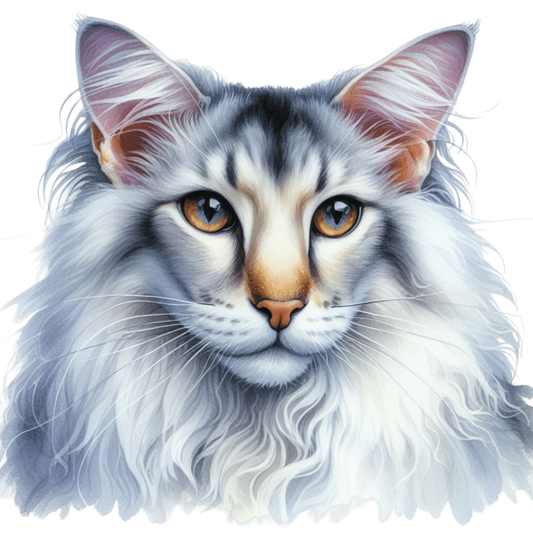 White Maine Coon Cat With Yellow Eyes Vinyl Sticker Decal