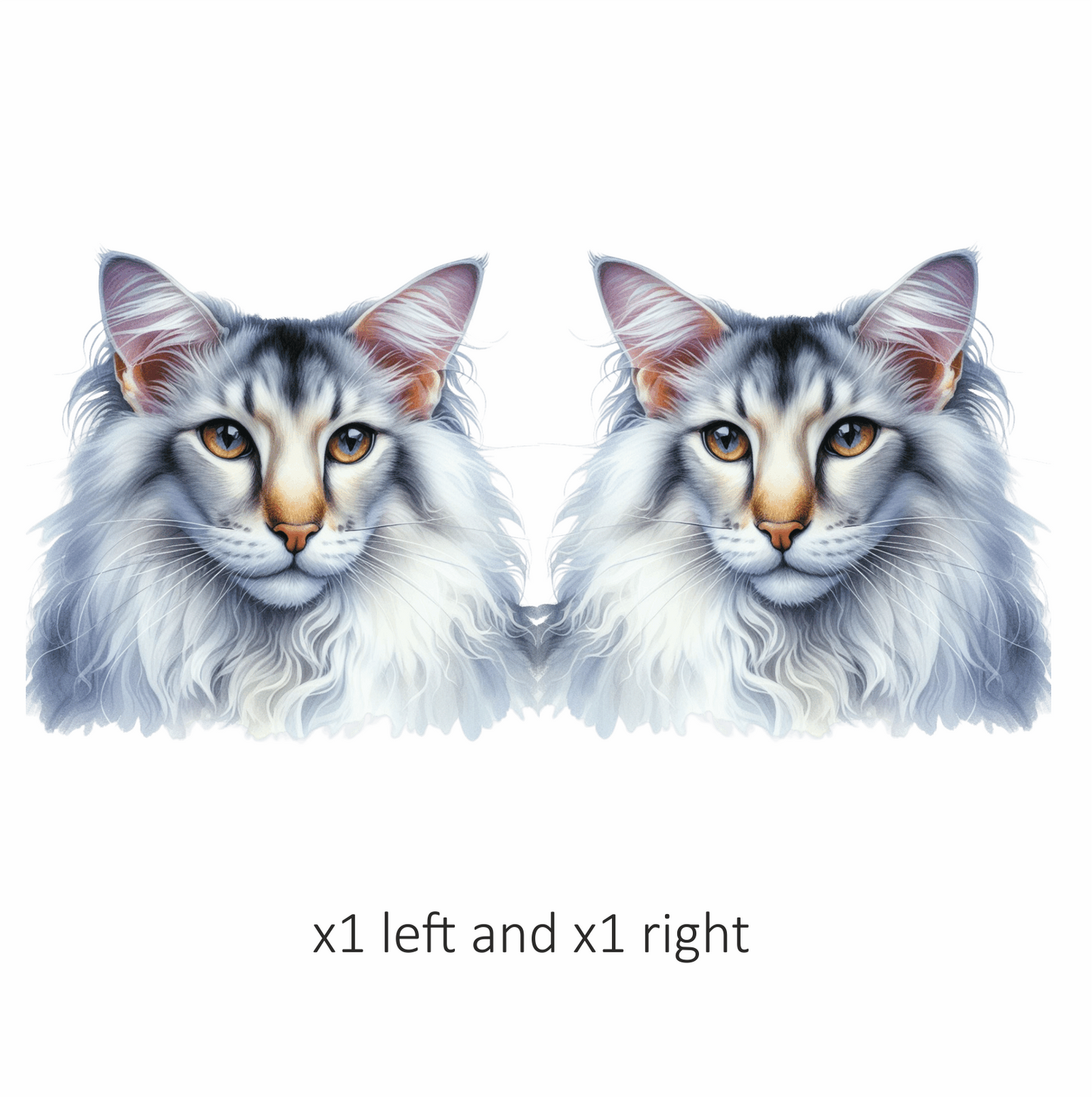 White Maine Coon Cat With Yellow Eyes Vinyl Sticker Decal