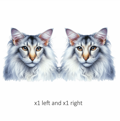 White Maine Coon Cat With Yellow Eyes Vinyl Sticker Decal