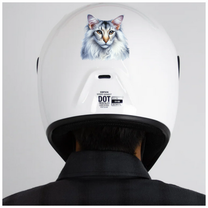 White Maine Coon Cat With Yellow Eyes Vinyl Sticker Decal