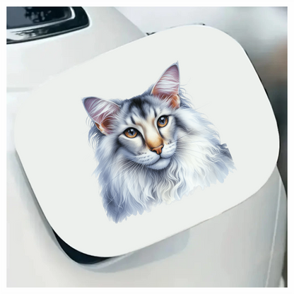 White Maine Coon Cat With Yellow Eyes Vinyl Sticker Decal