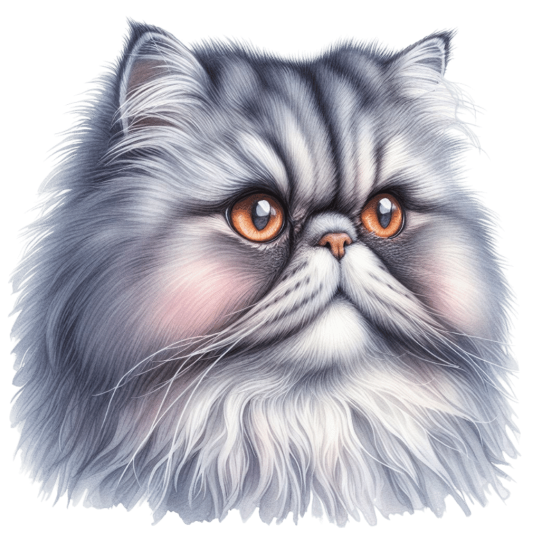 Grey Persian Cat With Orange Eyes Vinyl Sticker Decal