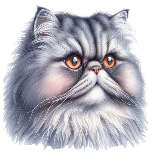 Grey Persian Cat With Orange Eyes Vinyl Sticker Decal
