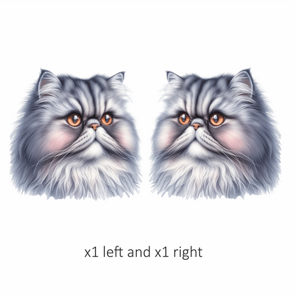 Grey Persian Cat With Orange Eyes Vinyl Sticker Decal