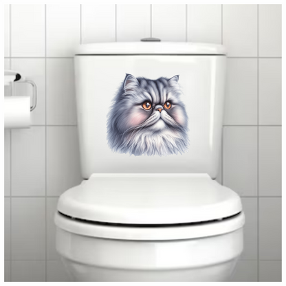 Grey Persian Cat With Orange Eyes Vinyl Sticker Decal