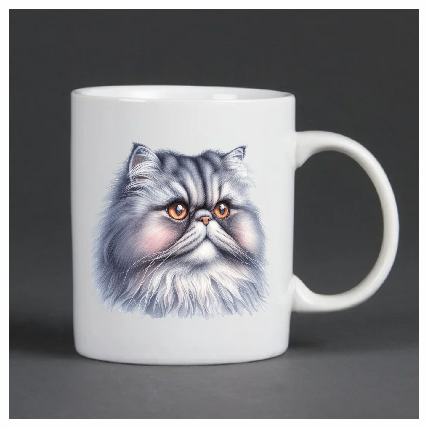 Grey Persian Cat With Orange Eyes Vinyl Sticker Decal