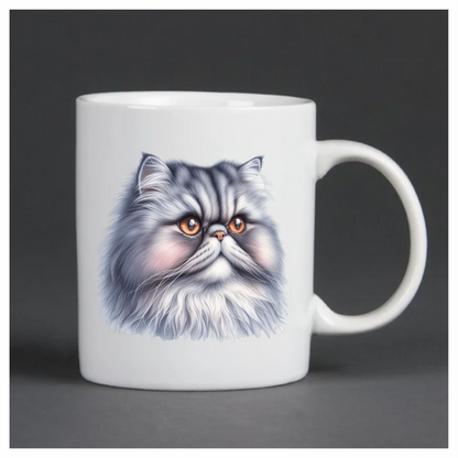 Grey Persian Cat With Orange Eyes Vinyl Sticker Decal