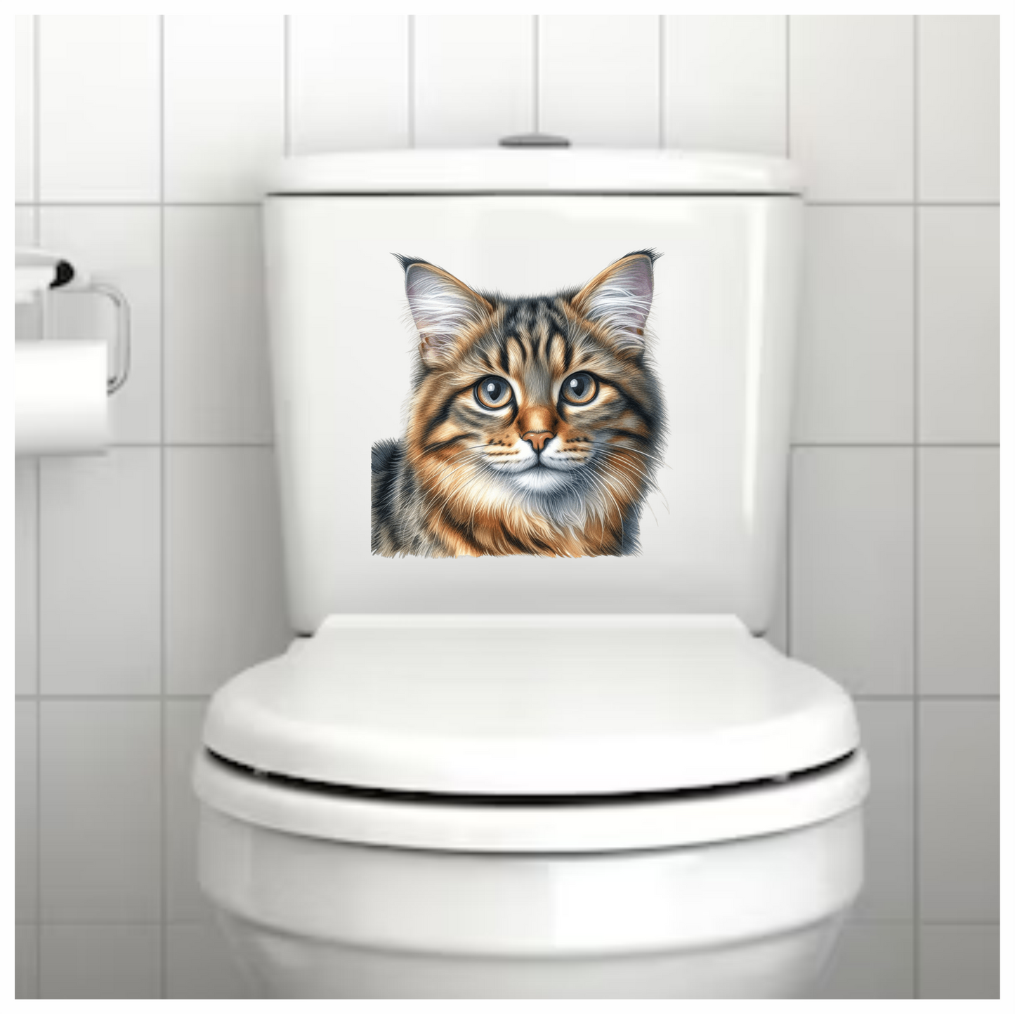 Brown Tabby Cat With Grey Eyes Vinyl Sticker Decal