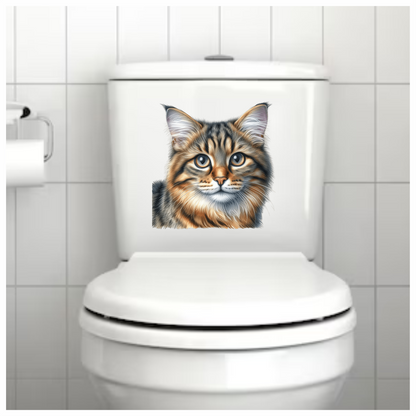 Brown Tabby Cat With Grey Eyes Vinyl Sticker Decal