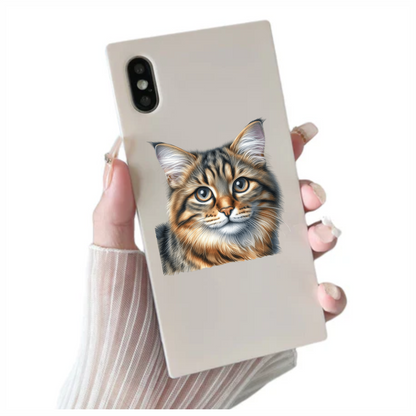 Brown Tabby Cat With Grey Eyes Vinyl Sticker Decal