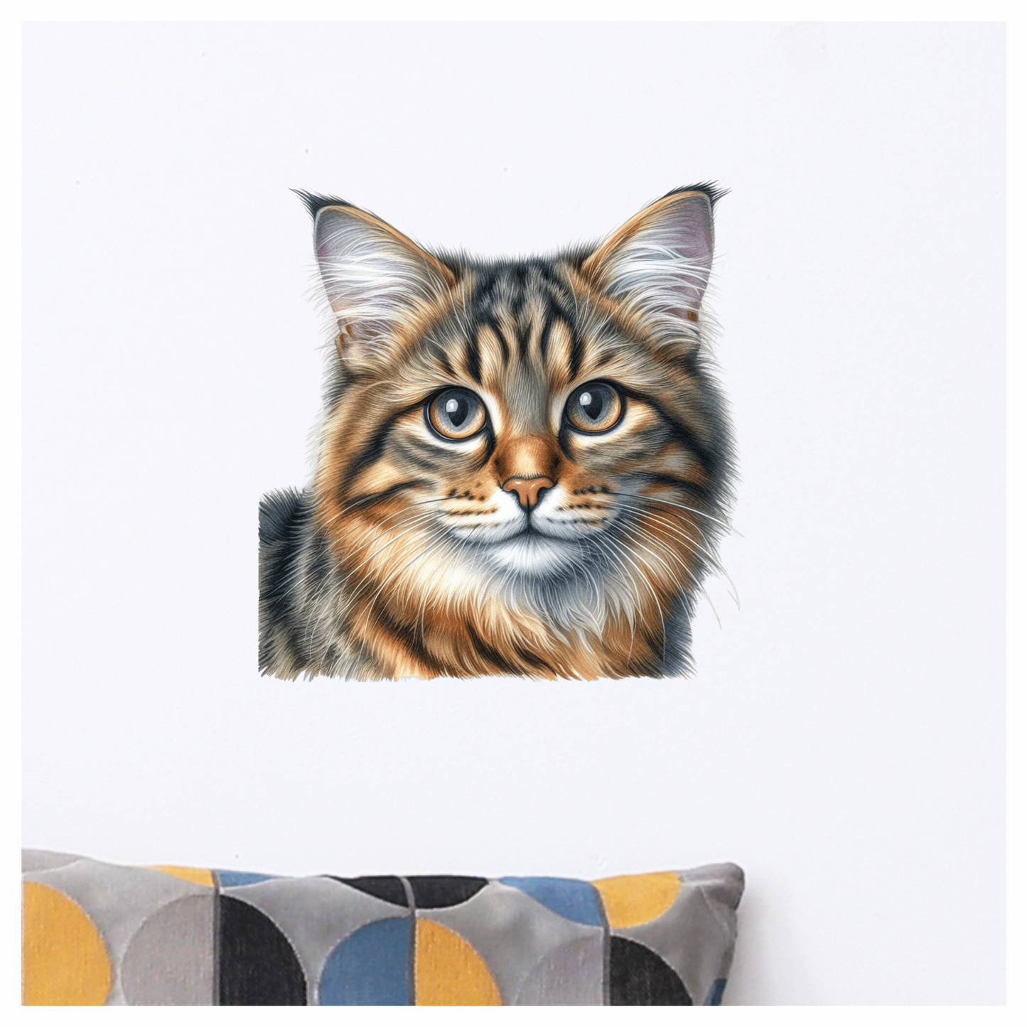 Brown Tabby Cat With Grey Eyes Vinyl Sticker Decal
