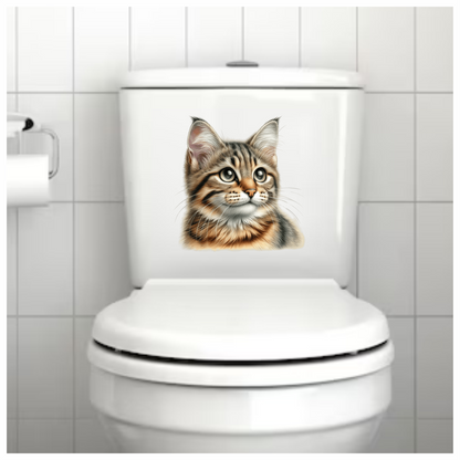 Brown Tabby Cat With Green Eyes Vinyl Sticker Decal