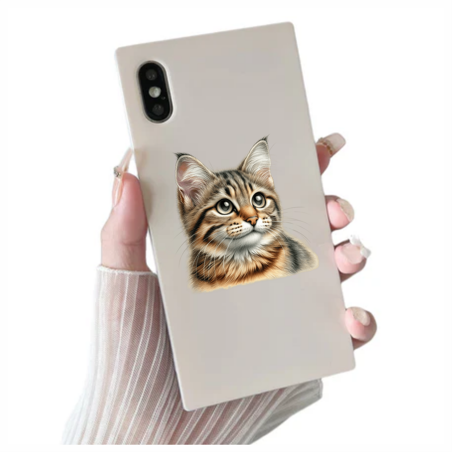 Brown Tabby Cat With Green Eyes Vinyl Sticker Decal