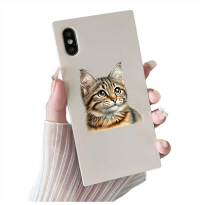 Brown Tabby Cat With Green Eyes Vinyl Sticker Decal