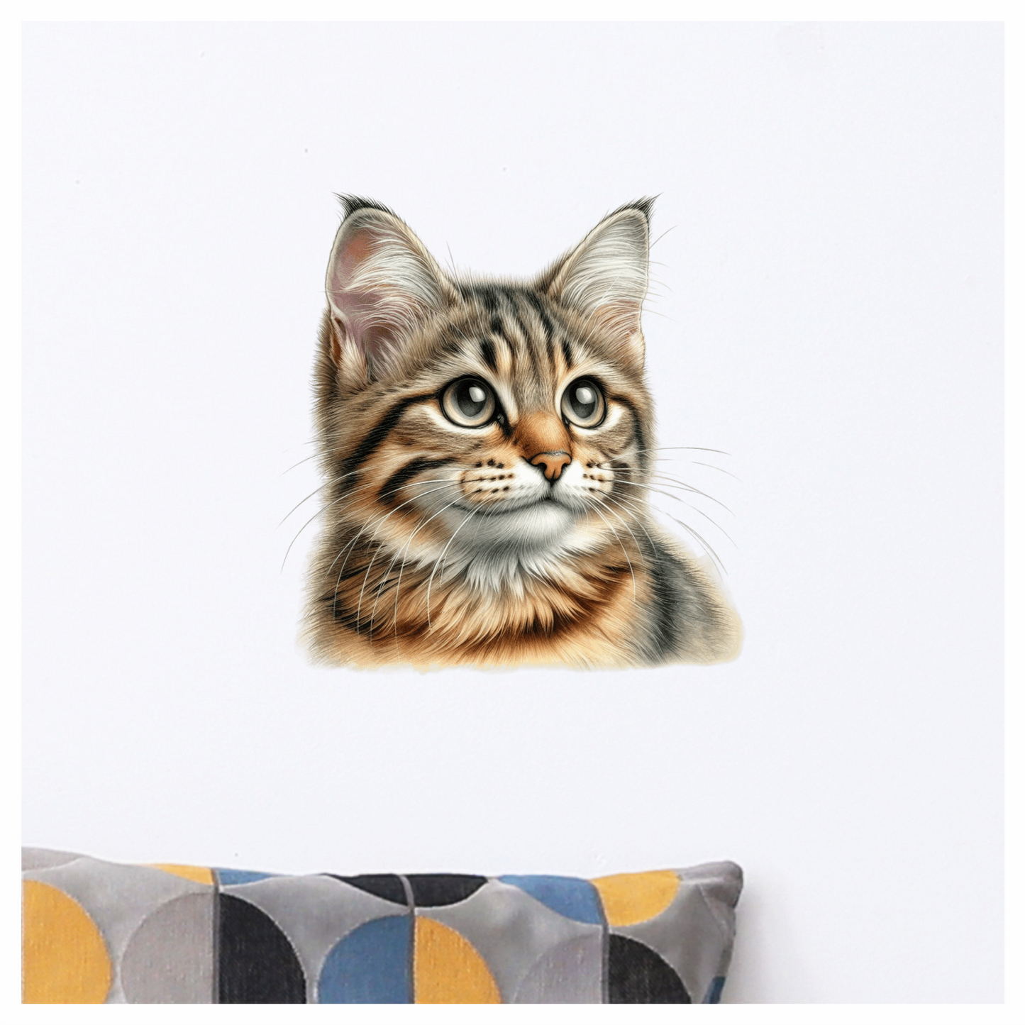 Brown Tabby Cat With Green Eyes Vinyl Sticker Decal