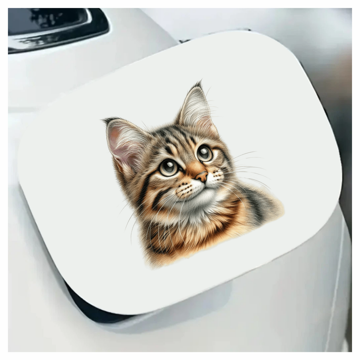 Brown Tabby Cat With Green Eyes Vinyl Sticker Decal