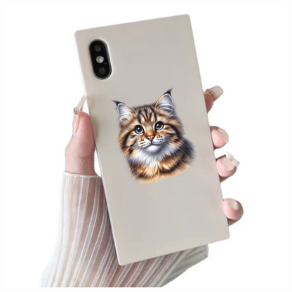 Brown Tabby Cat With Black Eyes Vinyl Sticker Decal