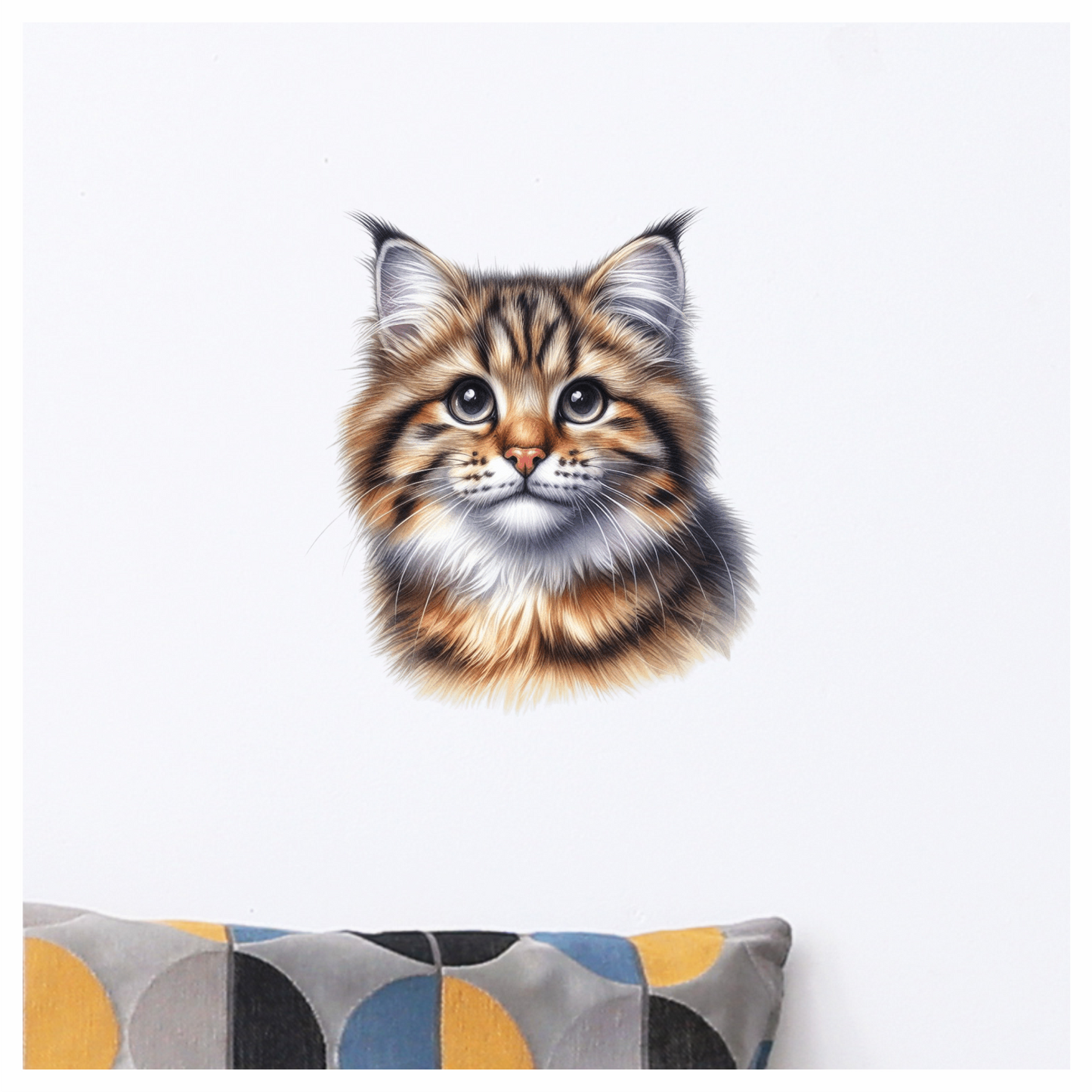 Brown Tabby Cat With Black Eyes Vinyl Sticker Decal