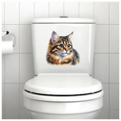 Brown Tabby Cat With Round Eyes Vinyl Sticker Decal