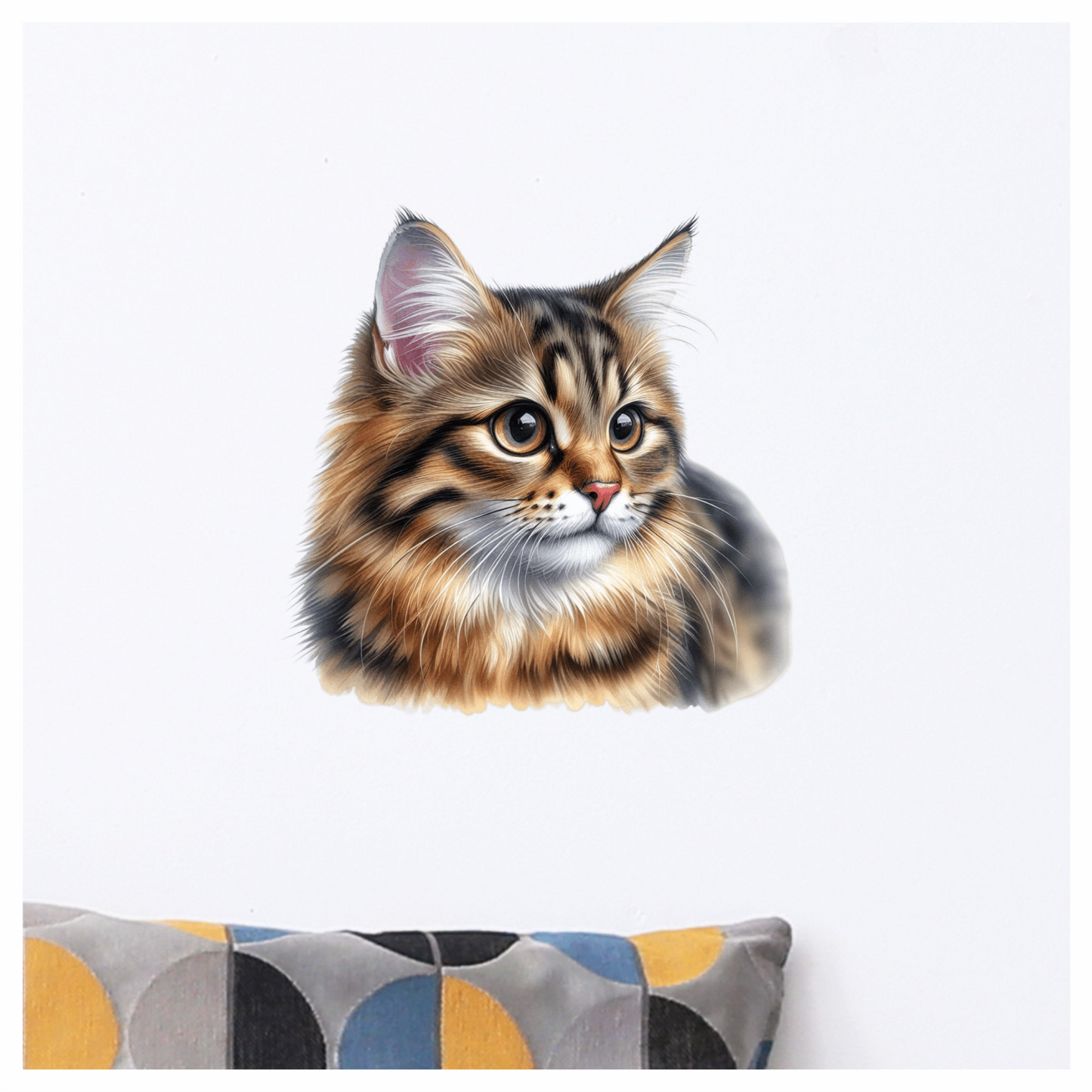 Brown Tabby Cat With Round Eyes Vinyl Sticker Decal