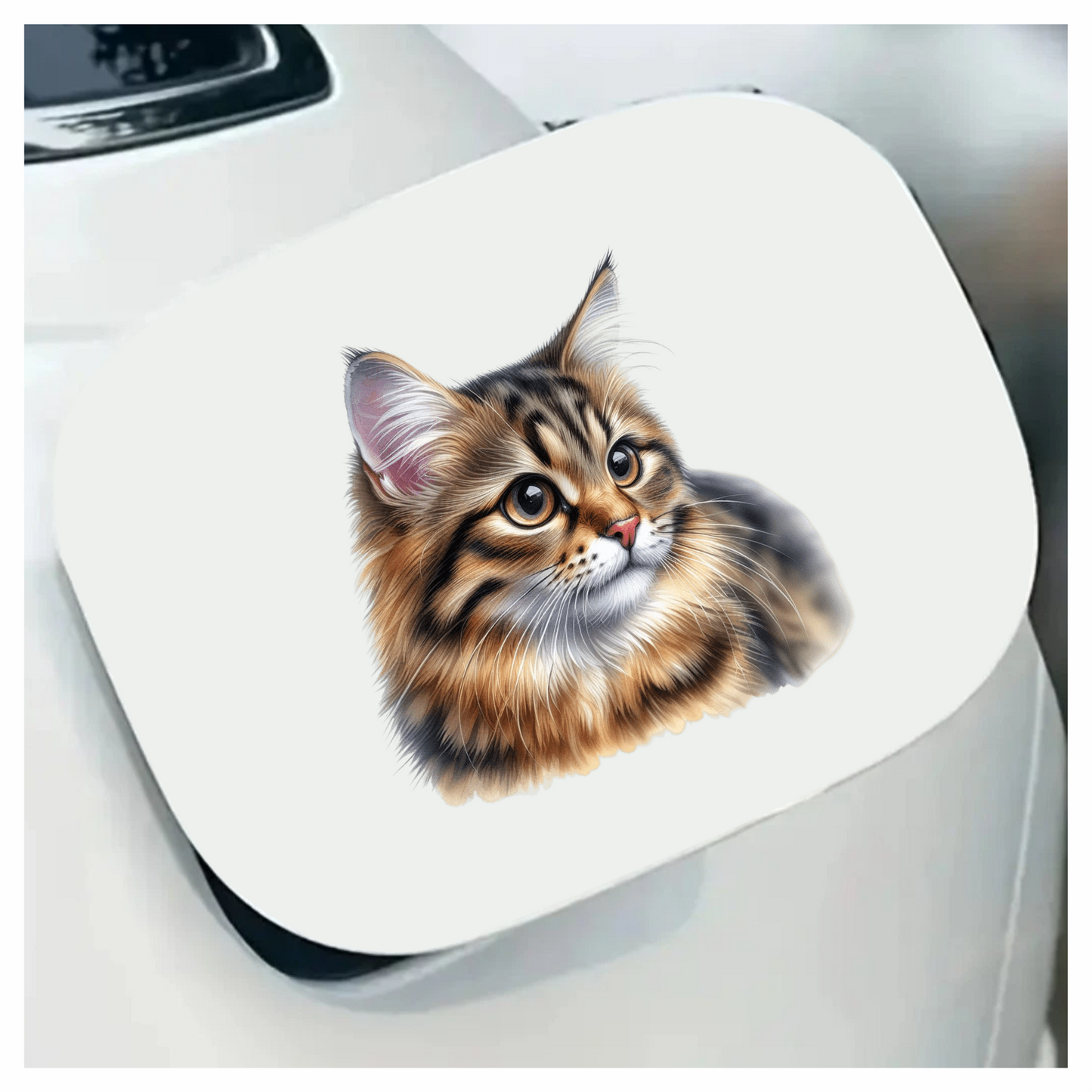 Brown Tabby Cat With Round Eyes Vinyl Sticker Decal