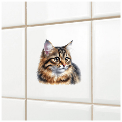 Brown Tabby Cat With Round Eyes Vinyl Sticker Decal