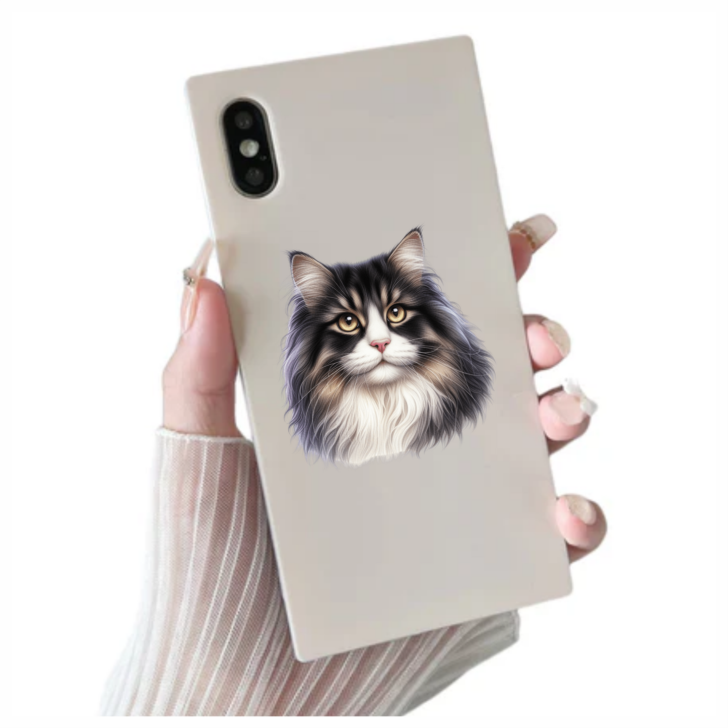 Black White Cat With Golden Eyes Vinyl Sticker Decal