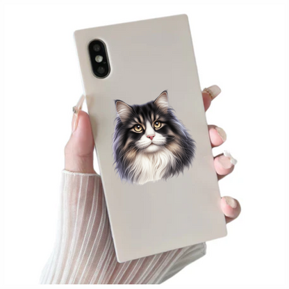 Black White Cat With Golden Eyes Vinyl Sticker Decal