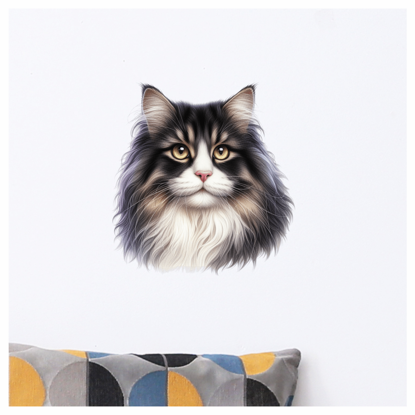 Black White Cat With Golden Eyes Vinyl Sticker Decal