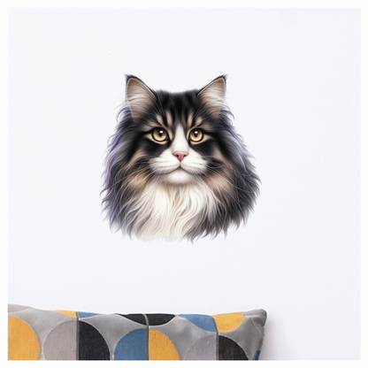 Black White Cat With Golden Eyes Vinyl Sticker Decal