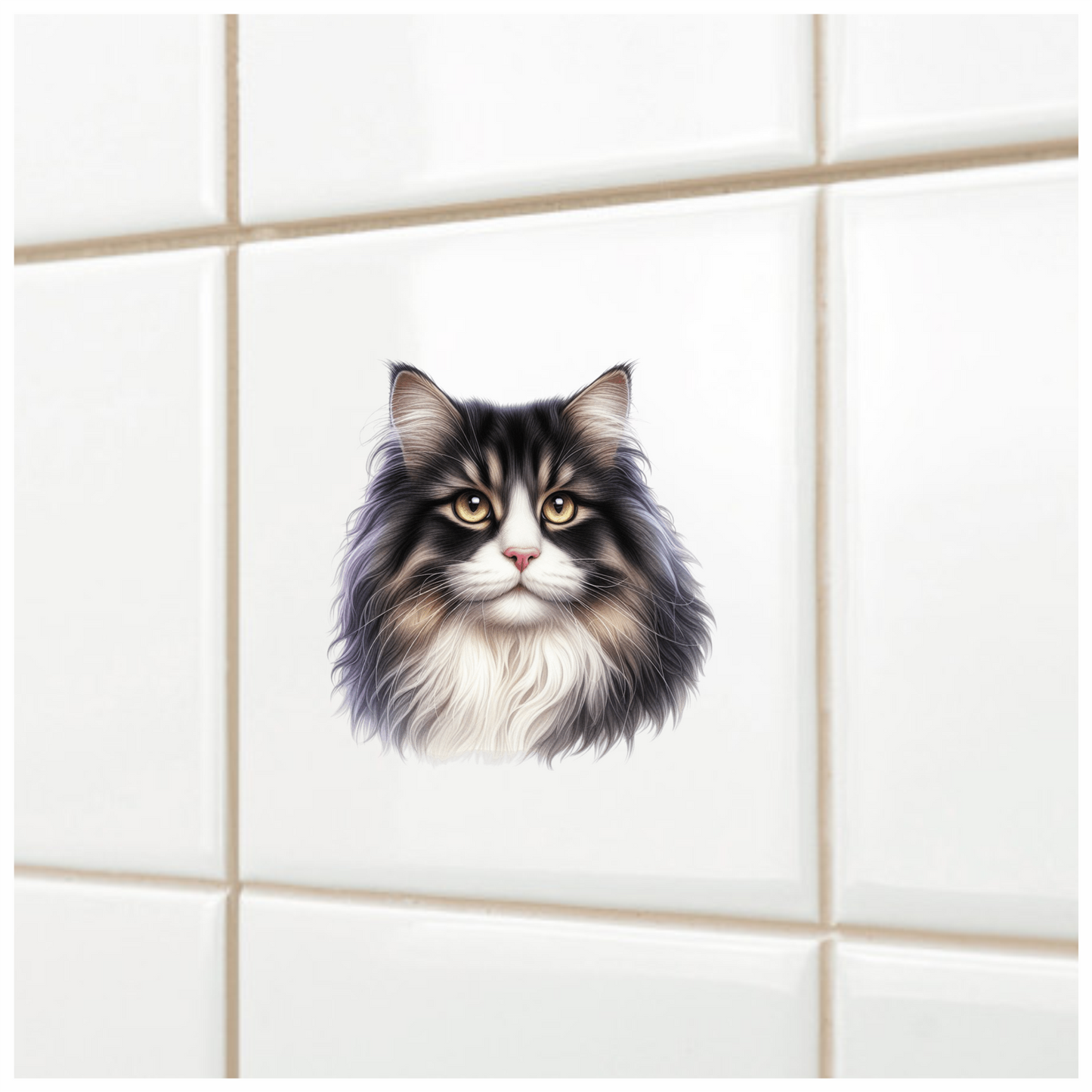 Black White Cat With Golden Eyes Vinyl Sticker Decal