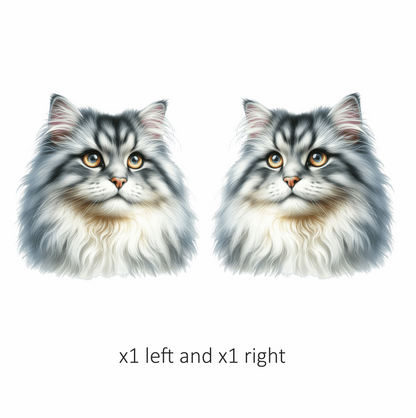 Grey White Cat With Amber Eyes Vinyl Sticker Decal