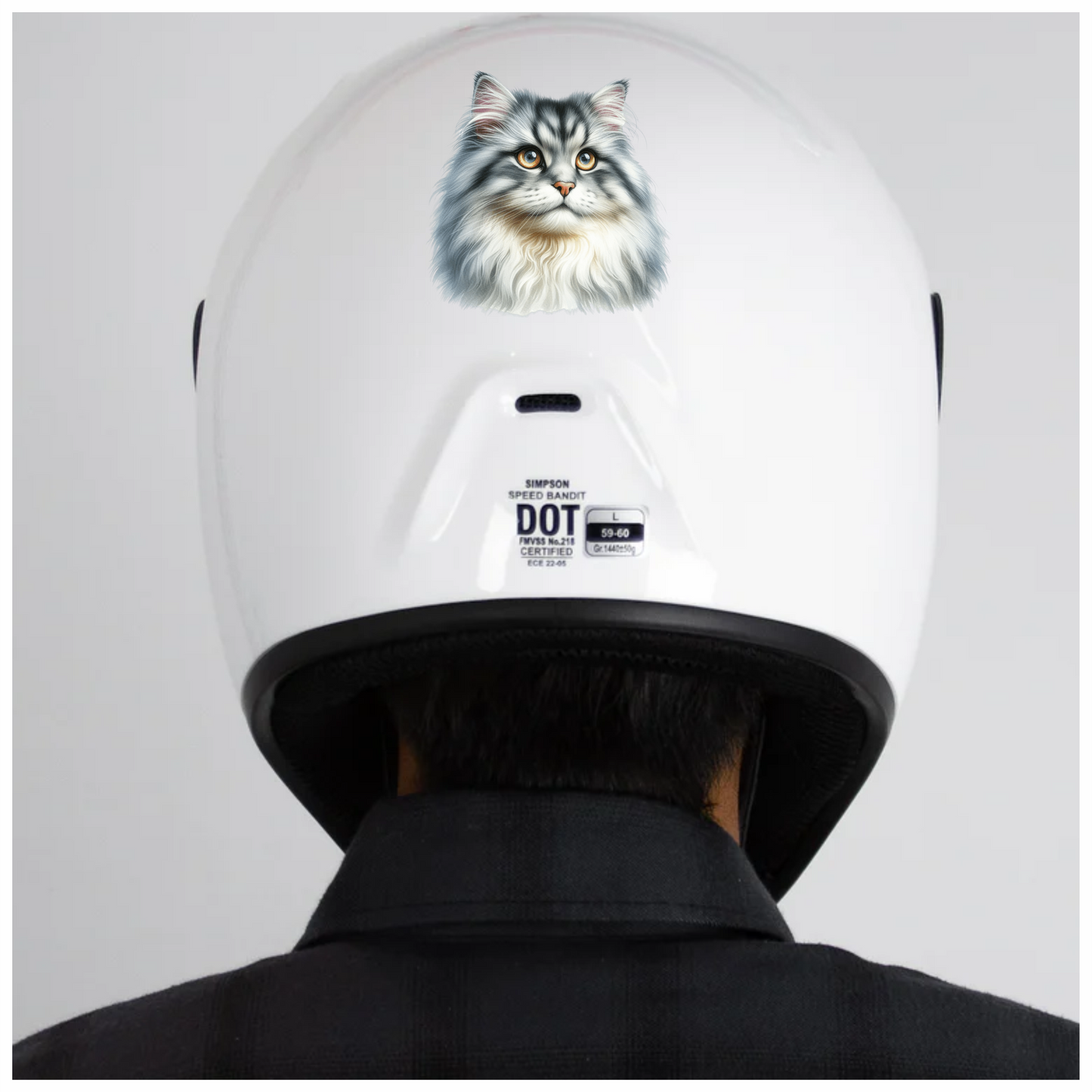 Grey White Cat With Amber Eyes Vinyl Sticker Decal