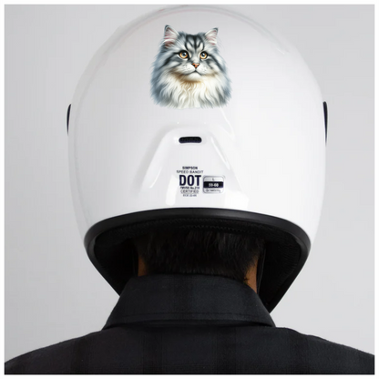 Grey White Cat With Amber Eyes Vinyl Sticker Decal
